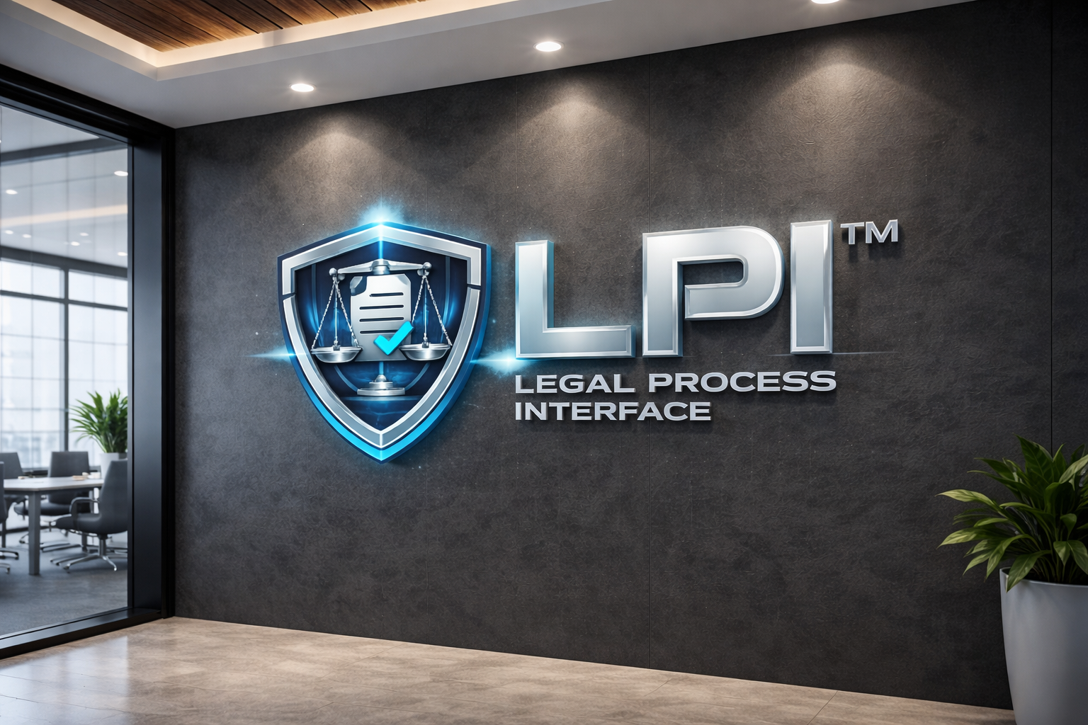 LPI logo on modern office wall